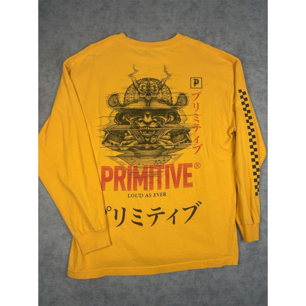 Primitive Skateboarding Loud As Ever Samurai Long Sleeve Shirt Mens XL Yellow